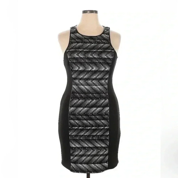 Guess | Black & Grey Stretchy Sheath Bodycon Sleeveless Dress Size 14 - Picture 1 of 2